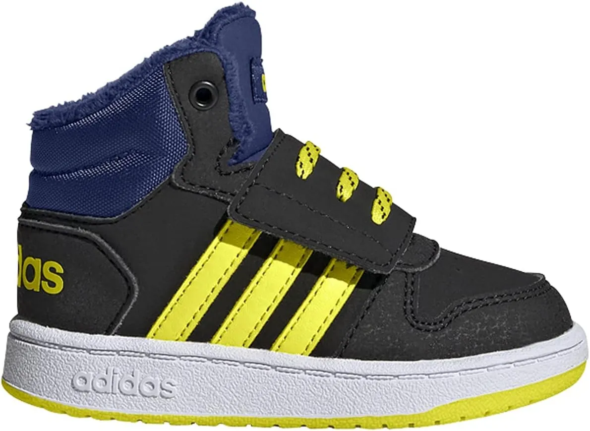 adidas Hoops 2.0 Mid (Infant/Toddler) Black/Acid Yellow/Victory Blue 5 Toddler M
