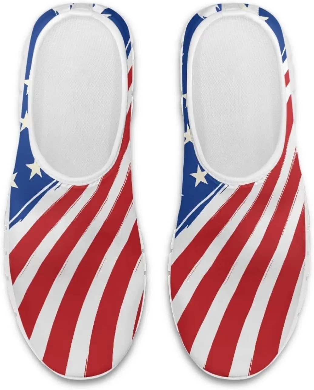 American Flag Walking Shoes for Women Slip On Casual Running Shoes Low Top Mesh Sport Shoes Lightweight Adult Jogging Shoes