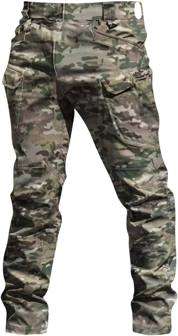 Cargo Pants Men Waterproof Relaxed Fit Pockets Construction Hiking Work Trousers