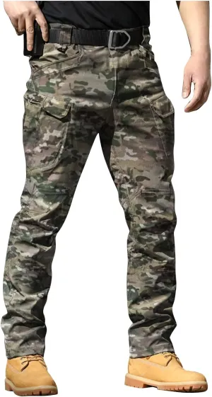 Cargo Pants Men Waterproof Relaxed Fit Pockets Construction Hiking Work Trousers