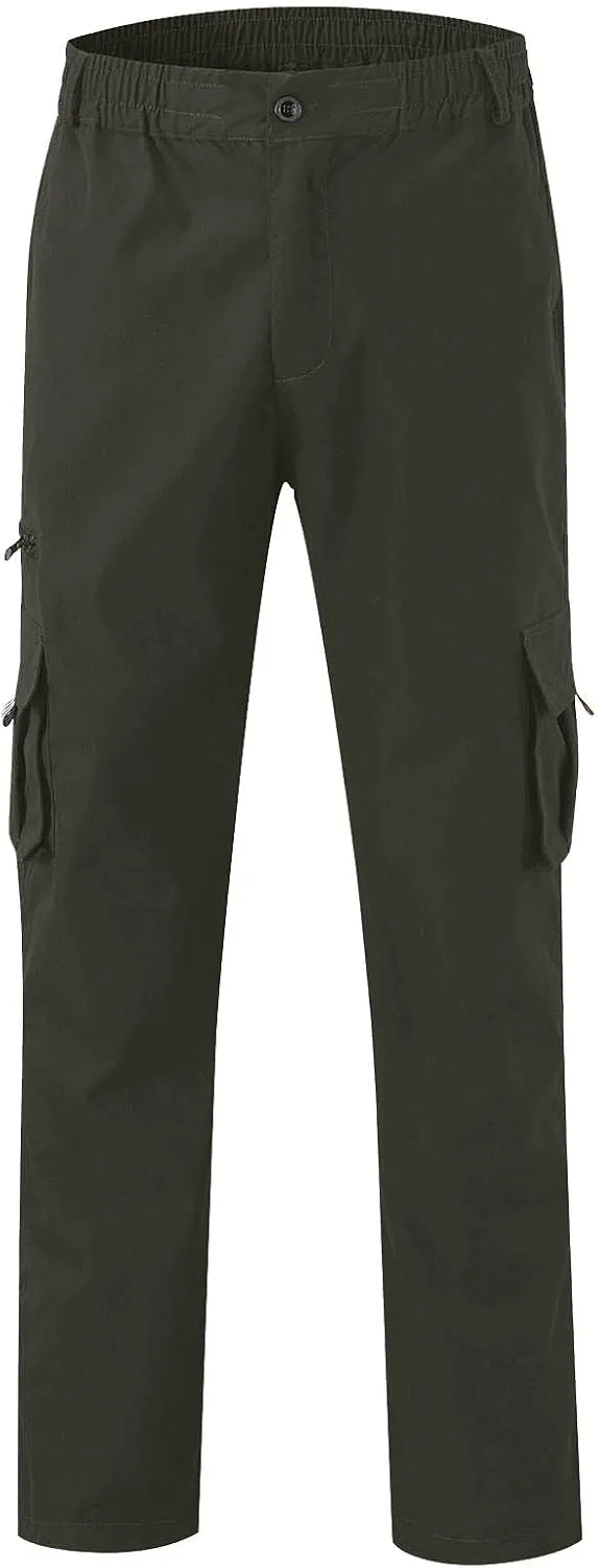 Fishing Pants for Men Military Classic Work Water Resistant Ripstop Big and Tall Multi Pockets Hiking Sweatpants