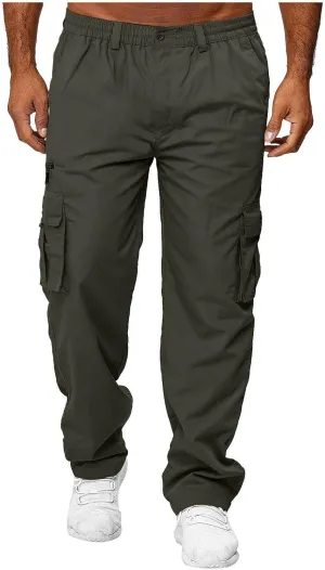 Fishing Pants for Men Military Classic Work Water Resistant Ripstop Big and Tall Multi Pockets Hiking Sweatpants