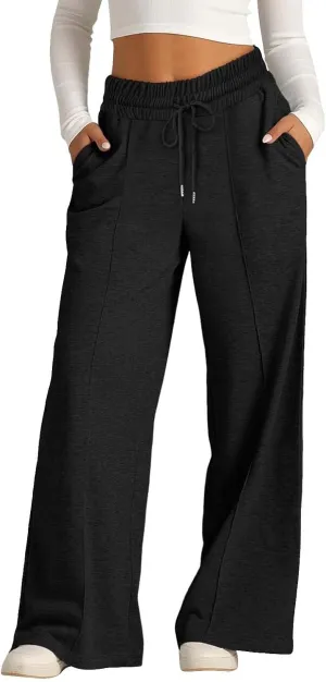 Girls Wide Leg Baggy Sweatpants Oversized Drawstring Kids Straight Leg Track Pants Cute Casual for Teen Plain with Pockets