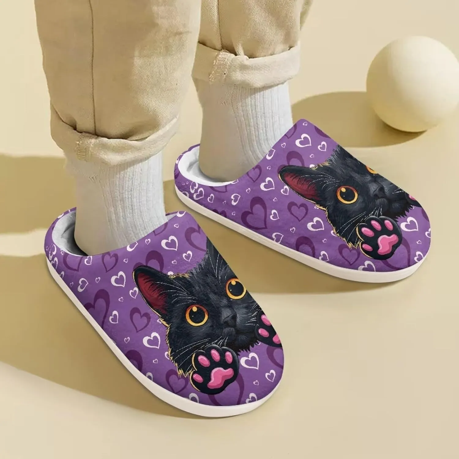 Kids Casual Bedroom Plush Slippers Non Slip Cute Pattern Novelty Home Indoor Slippers