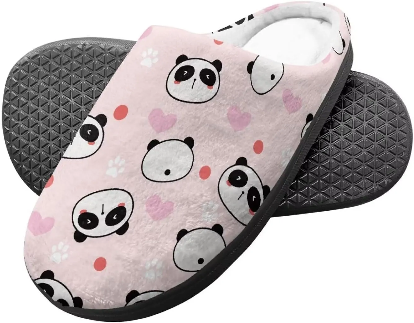 Kids Winter Fuzzy Slippers Cute Animal Pattern Home Bedroom Slippers Non Slip Black Sole