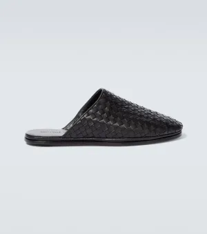 Leather slippers Intrecciato Bottega Veneta, black
