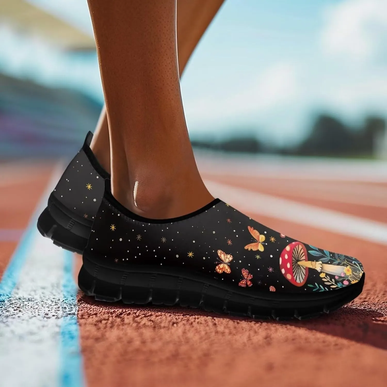 Mushroom Shoes for Women Slip On Casual Walking Sneakers Breathable Lightweight Athletic Running Shoes Mesh Non Slip Gym Workout Shoes