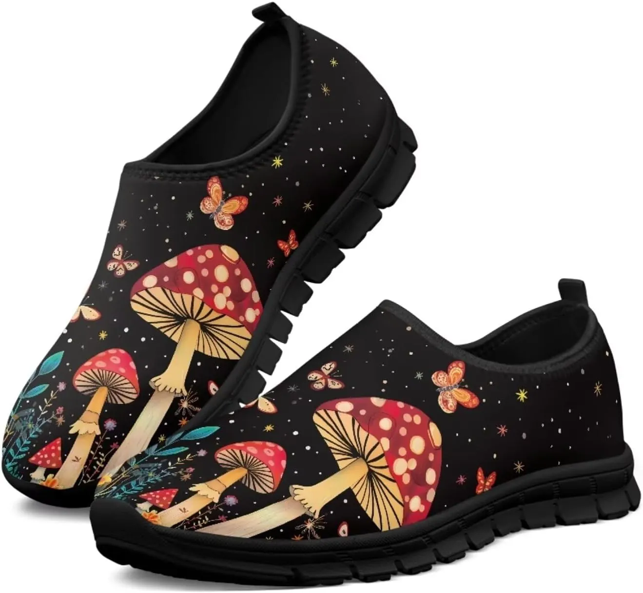 Mushroom Shoes for Women Slip On Casual Walking Sneakers Breathable Lightweight Athletic Running Shoes Mesh Non Slip Gym Workout Shoes