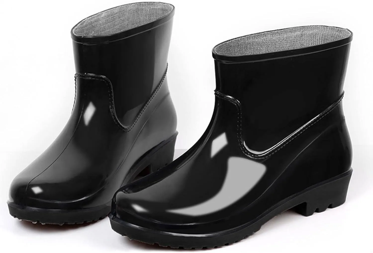 Rain Boots for Women Booties Short Waterproof Chelsea Boots Ankle Platform Rubber with Chunky Heel Rain Boots Outdoor Garden