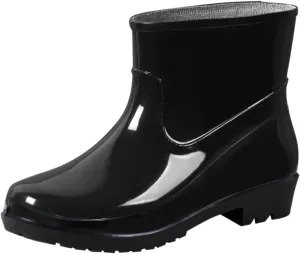 Rain Boots for Women Booties Short Waterproof Chelsea Boots Ankle Platform Rubber with Chunky Heel Rain Boots Outdoor Garden
