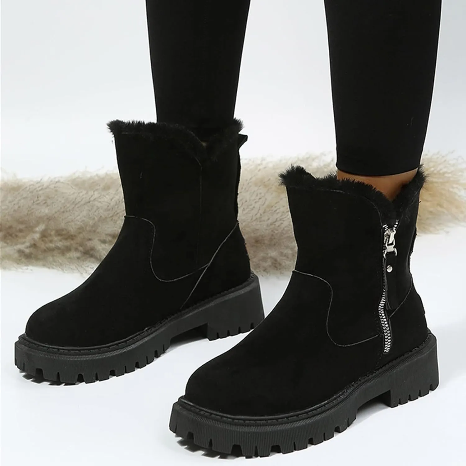 Women Snow Boots Waterproof Womens Waterproof Winter Ankle Boots Womens Wide Width Snow Boots Tall Women's Winter Ankle Booties Botas TRmicas Para Mujer Antileslisante