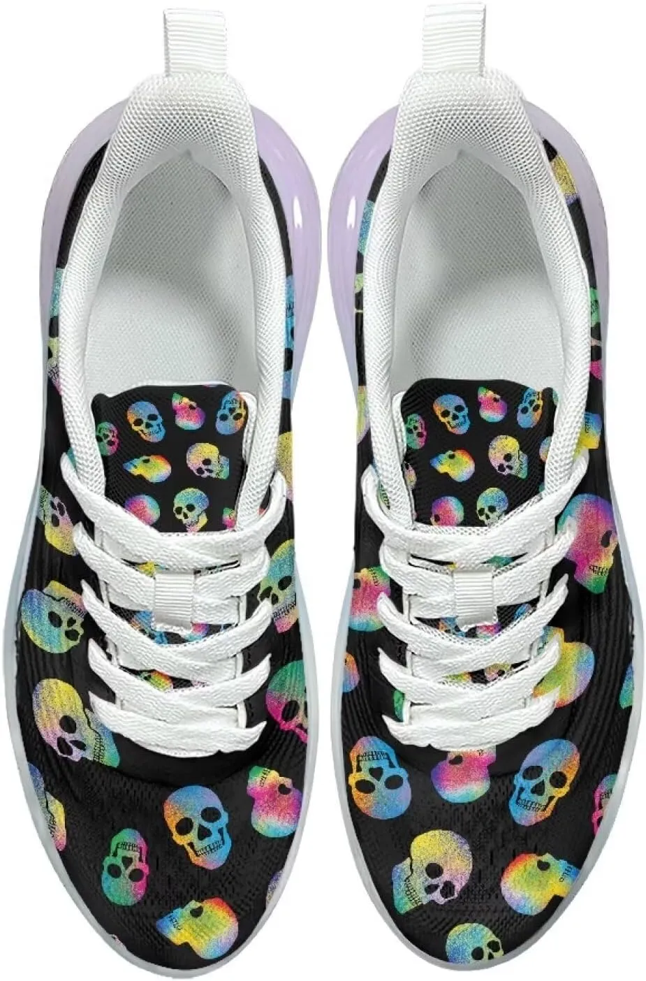 Women's Skull Sneaker Cozy Air Cushion Footwear Travel Sneaker Lightweight Anti-Slip Walking Shoes for Women US 6-11