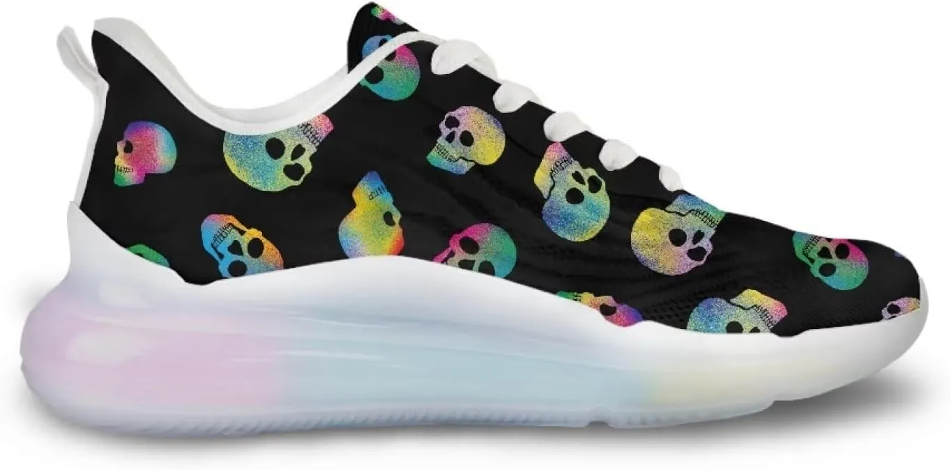 Women's Skull Sneaker Cozy Air Cushion Footwear Travel Sneaker Lightweight Anti-Slip Walking Shoes for Women US 6-11