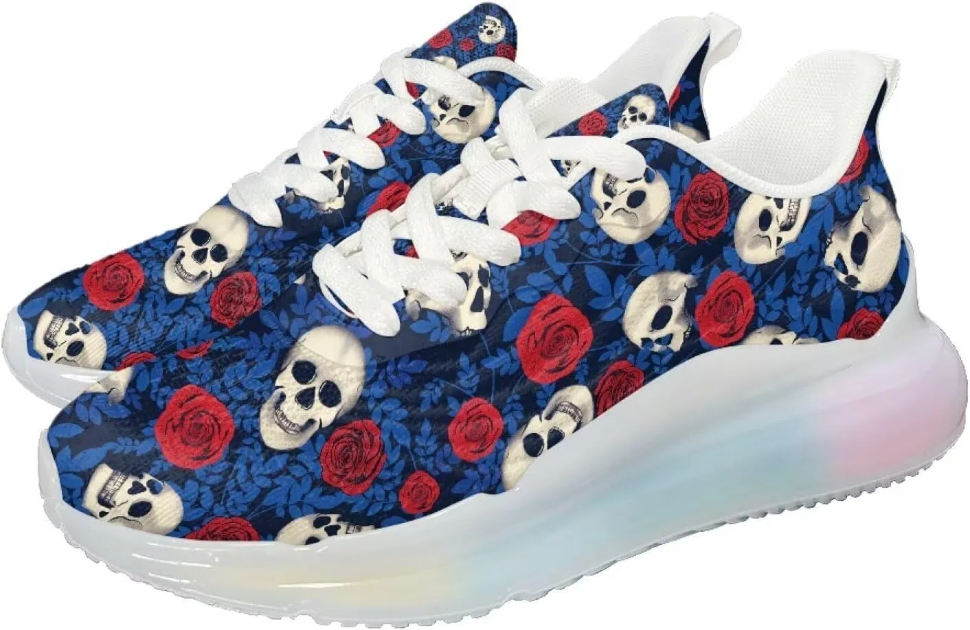 Women's Skull Sneaker Cozy Air Cushion Footwear Travel Sneaker Lightweight Anti-Slip Walking Shoes for Women US 6-11