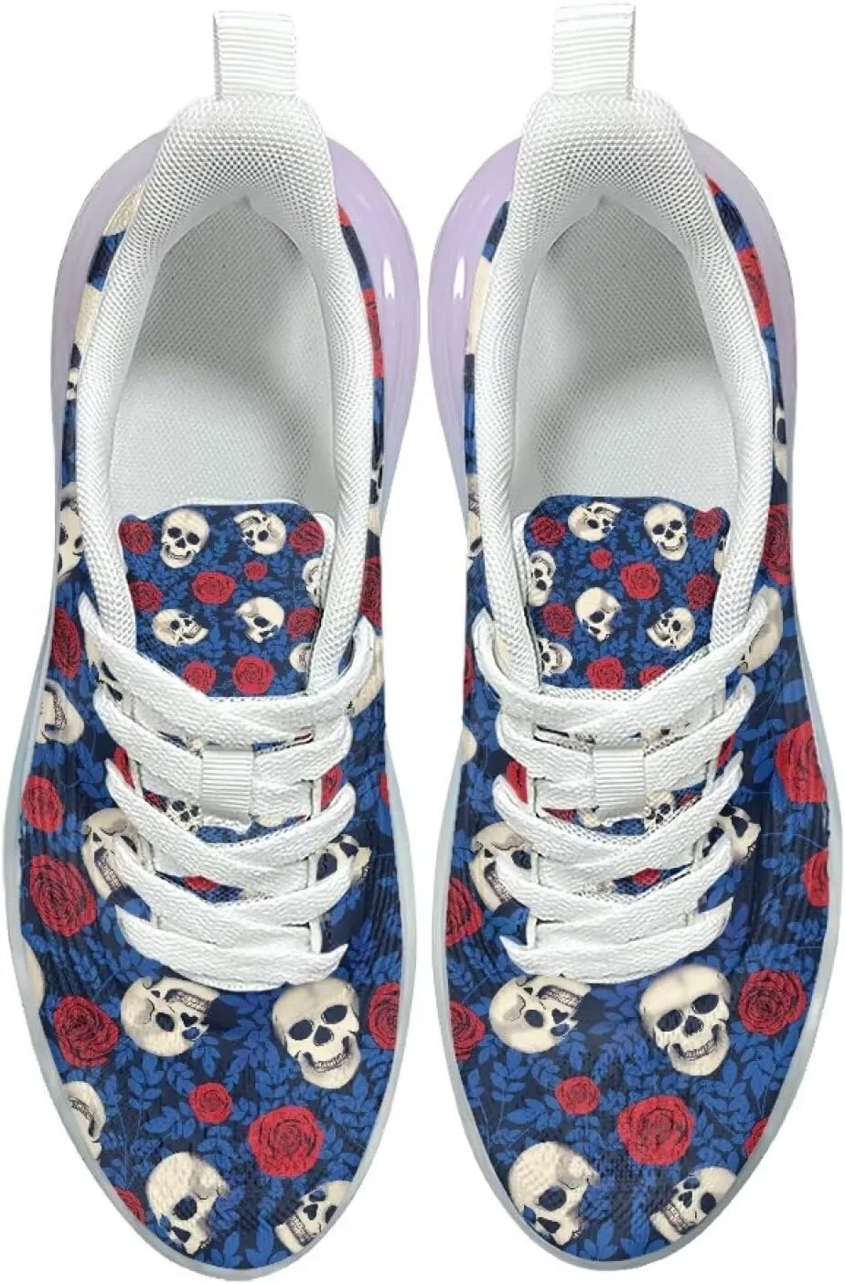 Women's Skull Sneaker Cozy Air Cushion Footwear Travel Sneaker Lightweight Anti-Slip Walking Shoes for Women US 6-11